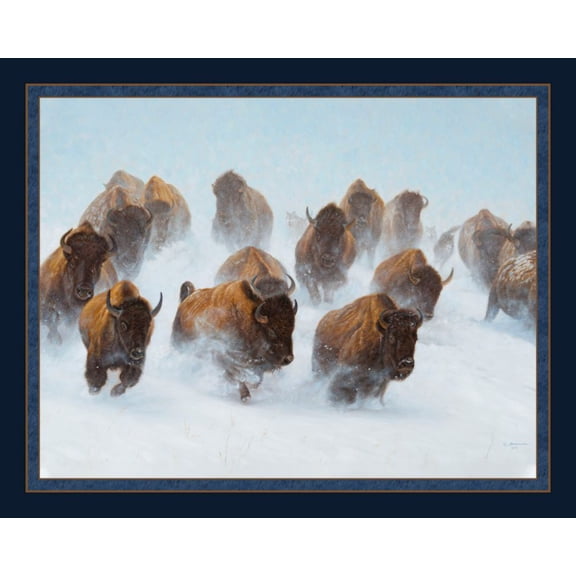 Silent Thunder Buffalo Panel Cotton Fabric