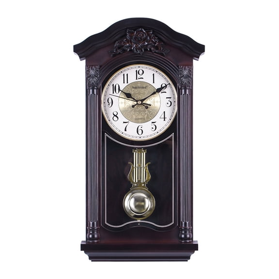 Silent Traditional Clock with Swinging Pendulum Chiming Pendulum Wall Clock, Retro Grandfather Clock for Mantelpiece