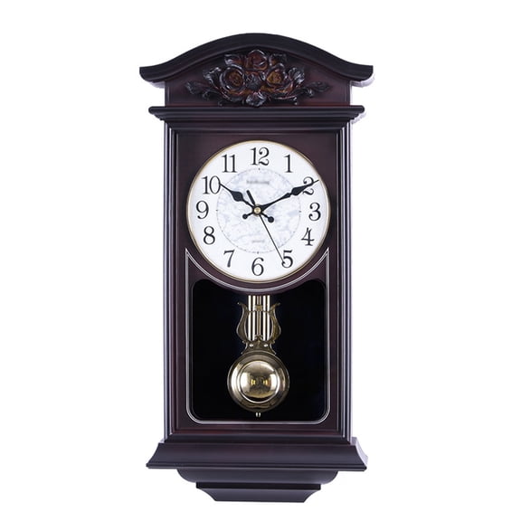 Silent Traditional Clock with Swinging Pendulum Chiming Pendulum Wall Clock, Retro Grandfather Clock for Mantelpiece