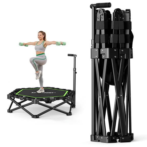 EAST MOUNT 42" Folding Fitness Trampoline for Adults, Foldable Mini Trampoline with Handle, Exercise Rebounder, Small Trampoline for Adults, Max Load 440lbs, for Indoor Garden Workout