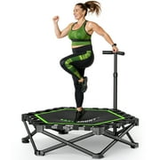 EAST MOUNT 42 Folding Fitness Trampoline for Adults, Foldable Mini Trampoline with Handle, Exercise Rebounder, Small Trampoline for Adults, Max Load 440lbs, for Indoor Garden Workout