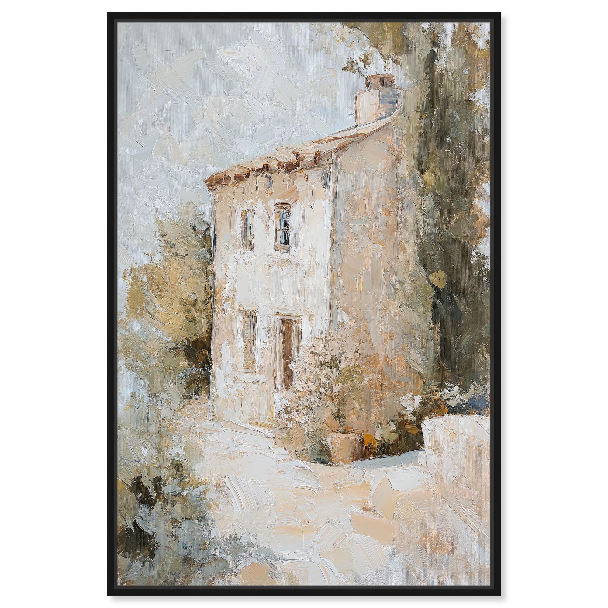 Silent Valley Beige and Gray Canvas Landscape Art with Black Frame