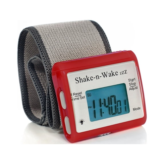 Silent Vibrating Travel Alarm Clock "Shake-N-Wake" (Red)