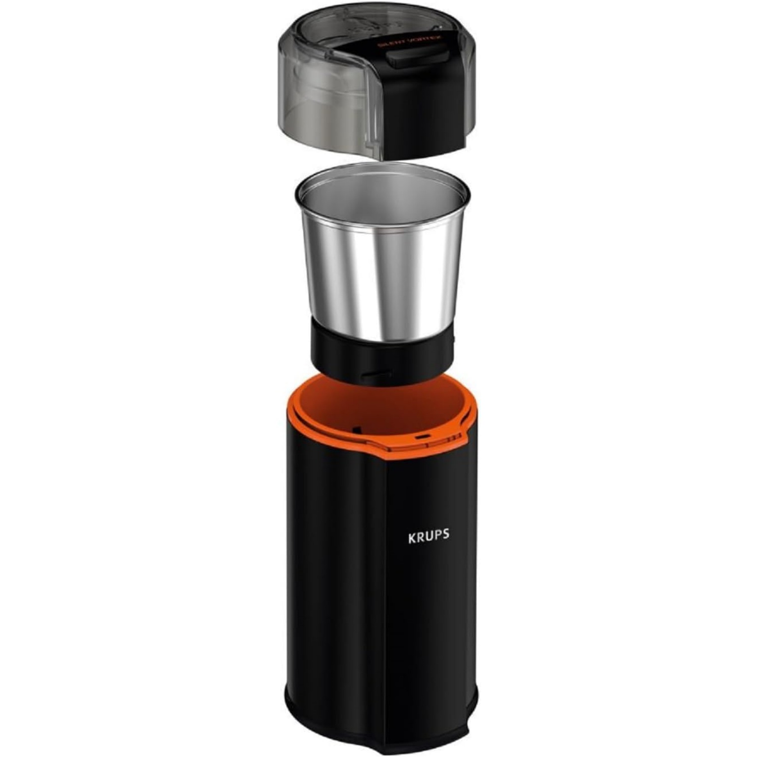 Silent Vortex Electric Coffee Grinder: 3 oz Capacity, 5x Quieter, 175W Motor for Coffee Beans, Spices & Herbs - Removable Dishwasher-Safe Bowl, 12-Cup Yield, Black