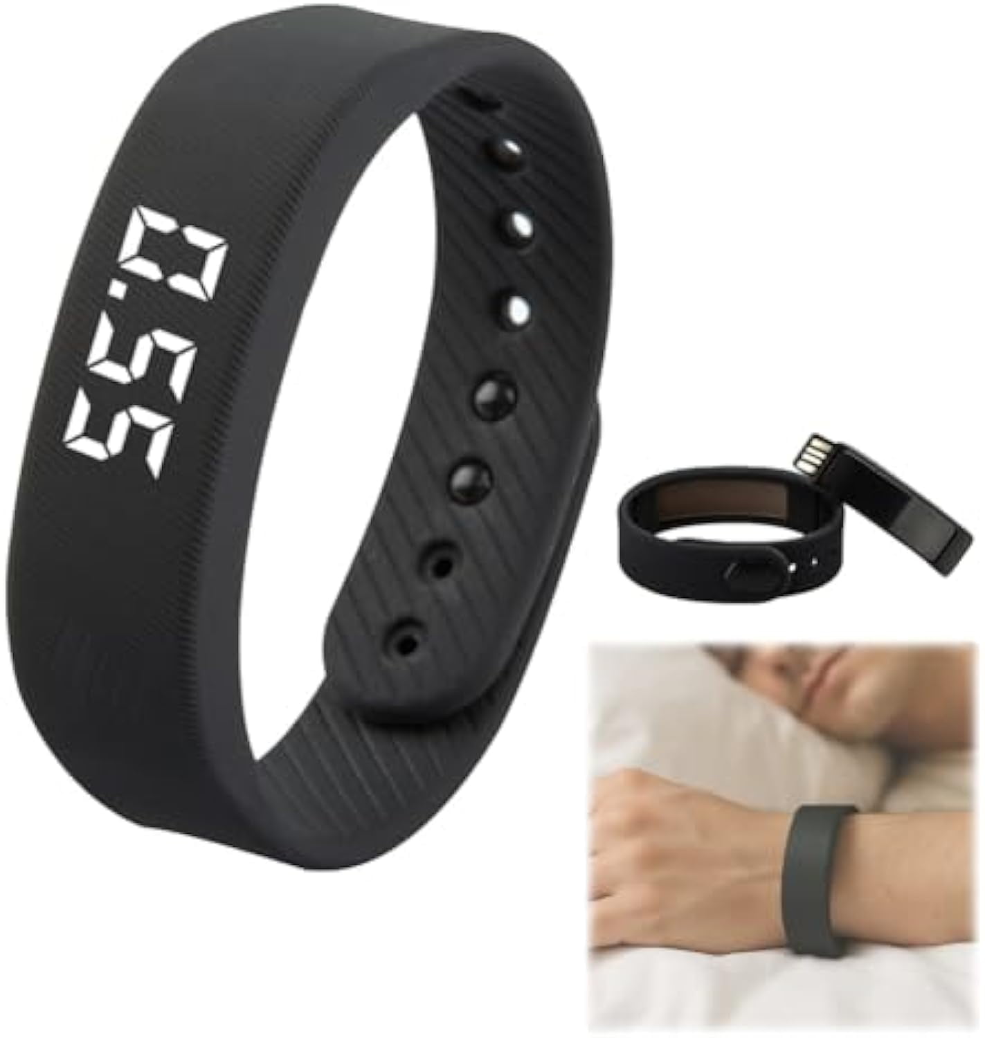 Silent Wakeup Buddy, Silent Vibrating Alarm Clock, LED Electronic Digital  Alarm Clock with USB Ports, Sports Smart Bracelet Suitable for Male and 