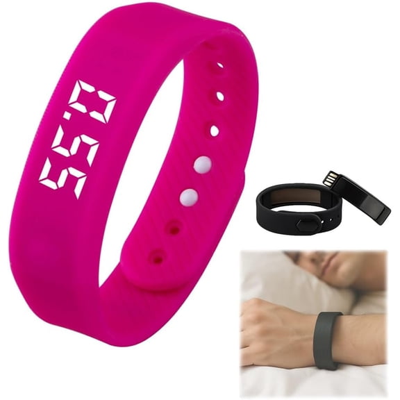 Silent Wakeup Buddy, Silent Vibrating Alarm Clock, LED Electronic Digital Alarm Clock with USB Ports, Sports Smart Bracelet Suitable for Male and Female Sports Enthusiasts(Pink)