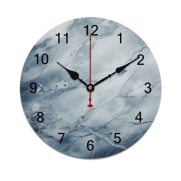 Silent Wall Clock 25cm/9.84in Round Wall Clock Blue Marble Modern Luxury, Hanging Clock for Home Living Room Bedroom Kitchen Non Ticking Battery Operated Living Room Mute Clock