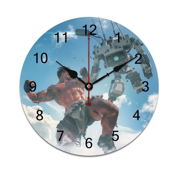 Silent Wall Clock 25cm/9.84in Round Wall Clock Fight Hanging Clock for Home Living Room Bedroom Kitchen Non Ticking Battery Operated Living Room Mute Clock