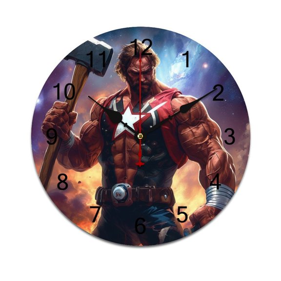 Silent Wall Clock 25cm/9.84in Round Wall Clock Hero Hanging Clock for Home Living Room Bedroom Kitchen Non Ticking Battery Operated Living Room Mute Clock