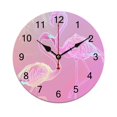 thumbnail image 1 of Silent Wall Clock 25cm/9.84in Round Wall Clock Neon Flamingo Hanging Clock for Home Living Room Bedroom Kitchen Non Ticking Battery Operated Living Room Mute Clock, 1 of 5