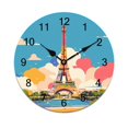 thumbnail image 1 of Silent Wall Clock 25cm/9.84in Round Wall Clock Paris Pride Eiffel Tower Hanging Clock for Home Living Room Bedroom Kitchen Non Ticking Battery Operated Living Room Mute Clock, 1 of 5