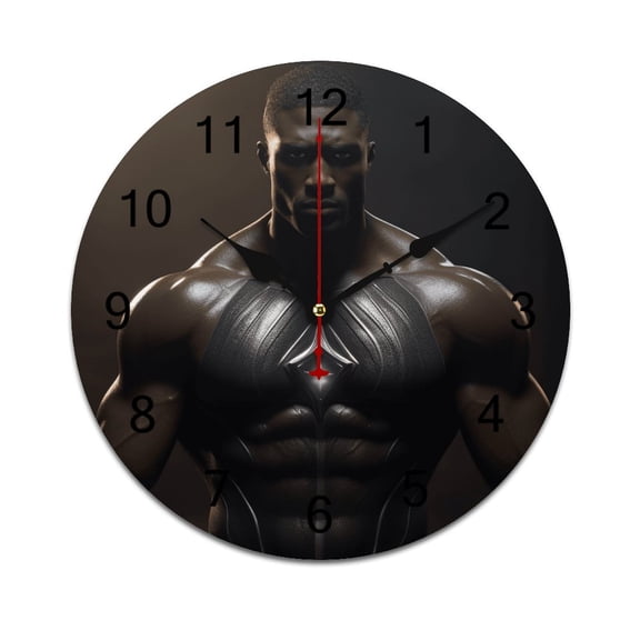 Silent Wall Clock 25cm/9.84in Round Wall Clock Strong Hero Hanging Clock for Home Living Room Bedroom Kitchen Non Ticking Battery Operated Living Room Mute Clock