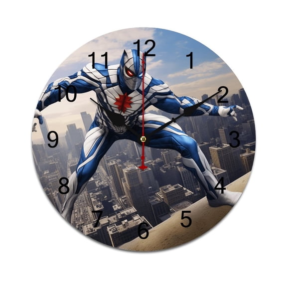 Silent Wall Clock 25cm/9.84in Round Wall Clock The Last Hero Hanging Clock for Home Living Room Bedroom Kitchen Non Ticking Battery Operated Living Room Mute Clock