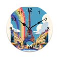 thumbnail image 1 of Silent Wall Clock 25cm/9.84in Round Wall Clock Paris Pride Eiffel Tower Hanging Clock for Home Living Room Bedroom Kitchen Non Ticking Battery Operated Living Room Mute Clock, 1 of 5