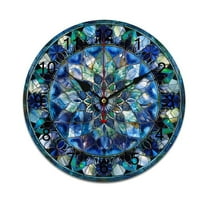 Silent Wall Clock 25cm/9.84in Round Wall Clock Retro Mandala Glass Flower Hanging Clock for Home Living Room Bedroom Kitchen Non Ticking Battery Operated Living Room Mute Clock