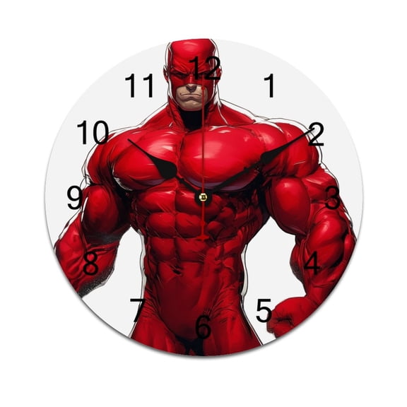 Silent Wall Clock 25cm/9.84in Round Wall Clock Scarlet Superhero (3) Hanging Clock for Home Living Room Bedroom Kitchen Non Ticking Battery Operated Living Room Mute Clock