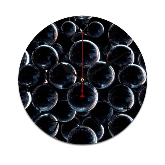 Silent Wall Clock 34cm/13.39in Round Wall Clock Dark Ball Pattern Hanging Clock for Home Living Room Bedroom Kitchen Non Ticking Battery Operated Living Room Mute Clock
