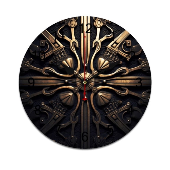 Silent Wall Clock 34cm/13.39in Round Wall Clock Retro Iron Art Hanging Clock for Home Living Room Bedroom Kitchen Non Ticking Battery Operated Living Room Mute Clock