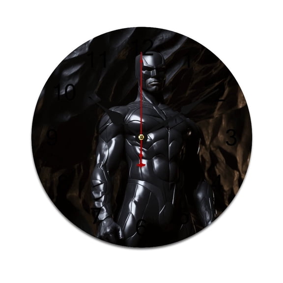 Silent Wall Clock 34cm/13.39in Round Wall Clock Black Hero Hanging Clock for Home Living Room Bedroom Kitchen Non Ticking Battery Operated Living Room Mute Clock