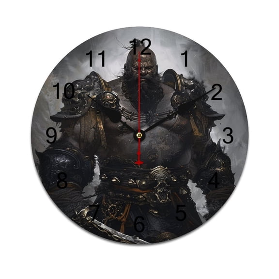 Silent Wall Clock 40cm/15.75in Round Wall Clock BLACK MYTH HUNK Hanging Clock for Home Living Room Bedroom Kitchen Non Ticking Battery Operated Living Room Mute Clock