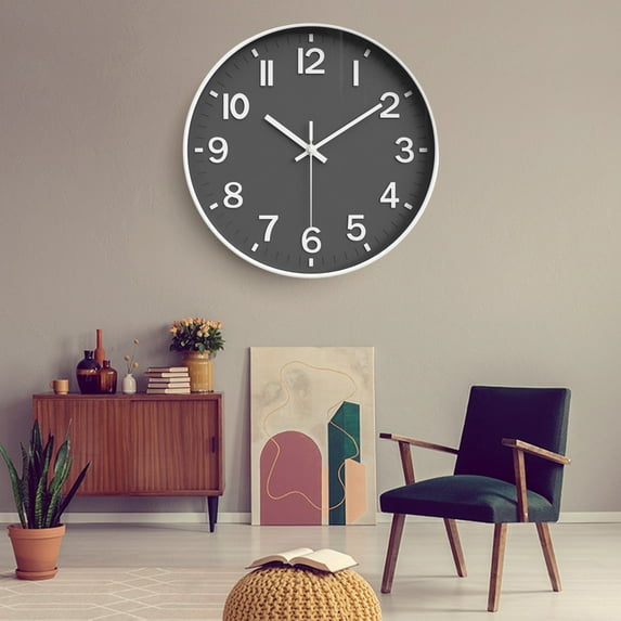 Silent Wall Clock Battery Operated 12 Inch Modern Non-Ticking Analog Clock, Decorative Home and Office Wall Clock for Kitchen, Bathroom, Bedroom and Living Room with High Precision Movement