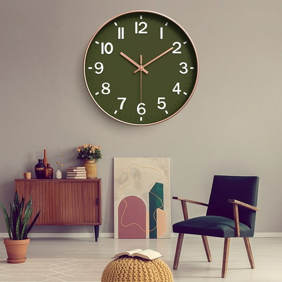 Silent Wall Clock Battery Operated 12 Inch Modern Non-Ticking Analog Clock, Decorative Home and Office Wall Clock for Kitchen, Bathroom, Bedroom and Living Room with High Precision Movement