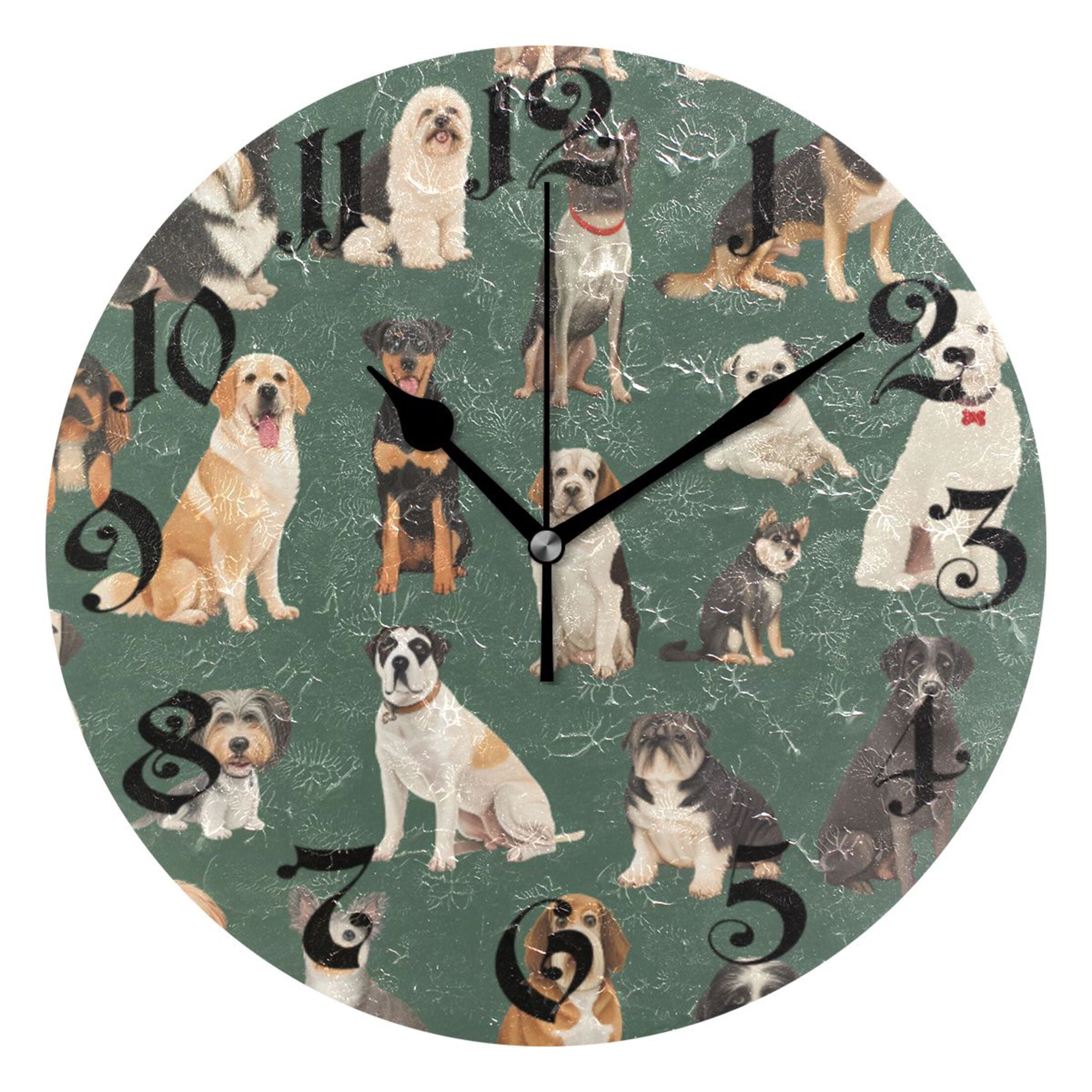 Silent Wall Clock Cute Dogs Different 10