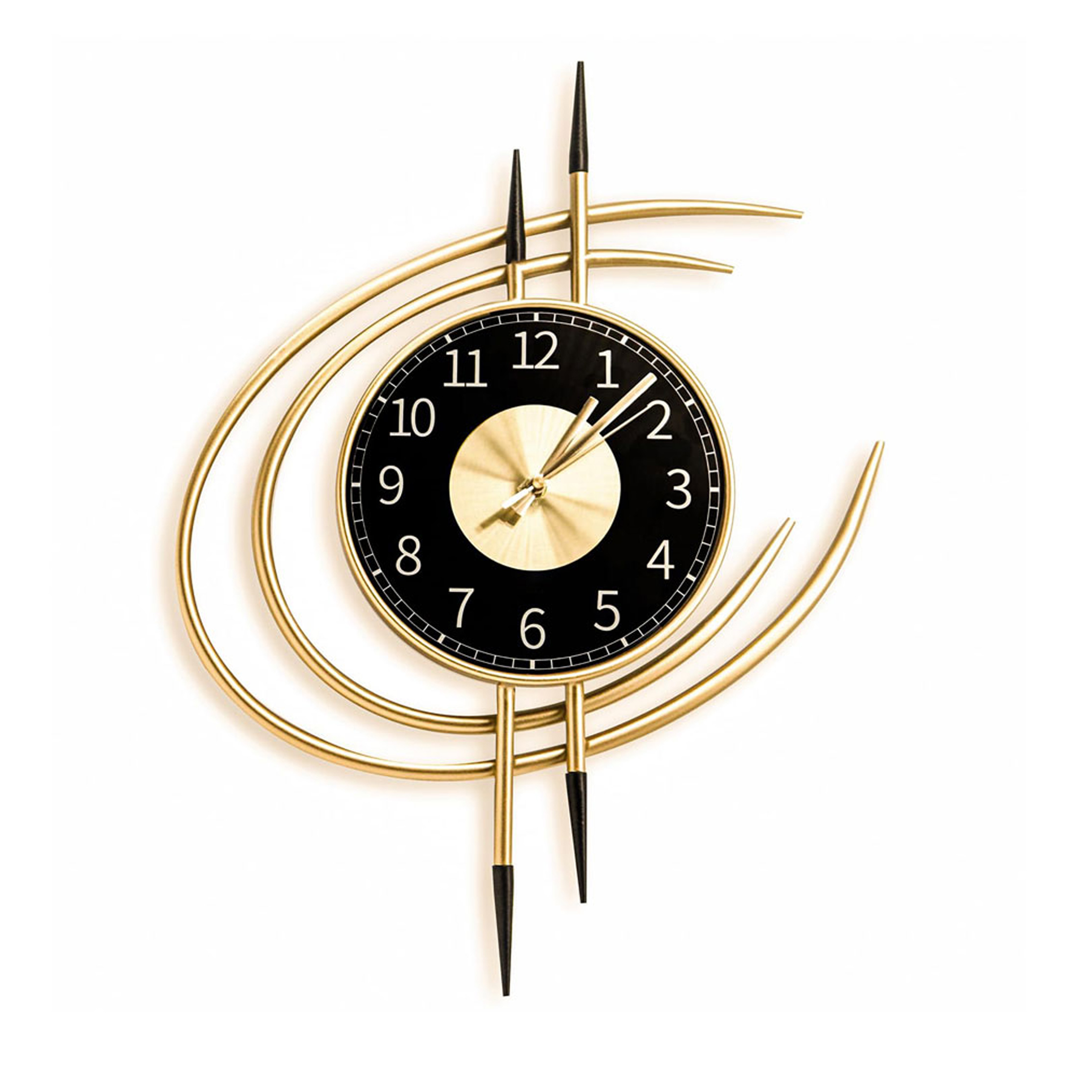 Silent Wall Clock No Ticking Noise 54cm Large Wall Clock Gold and Black