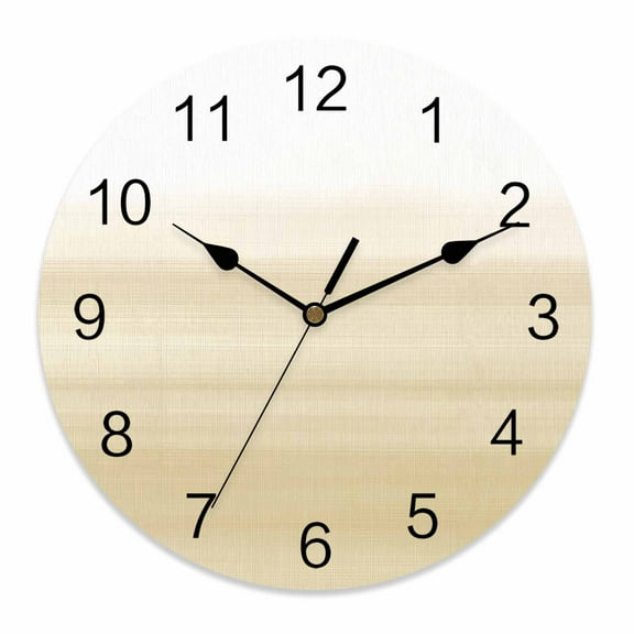 Silent Wall Clocks Battery Operated, Beige White Round Decorative Wall Clock for Living Room Bedroom Kitchen Bathroom Classroom Decor, 12 Inch Abstract Brush Stroke