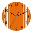 thumbnail image 1 of Silent Wall Clocks Battery Operated, Orange Fall Thanksgiving Round Decorative Wall Clock for Living Room Bedroom Kitchen Bathroom Classroom Decor, 14 Inch Farmhouse White Striped, 1 of 8