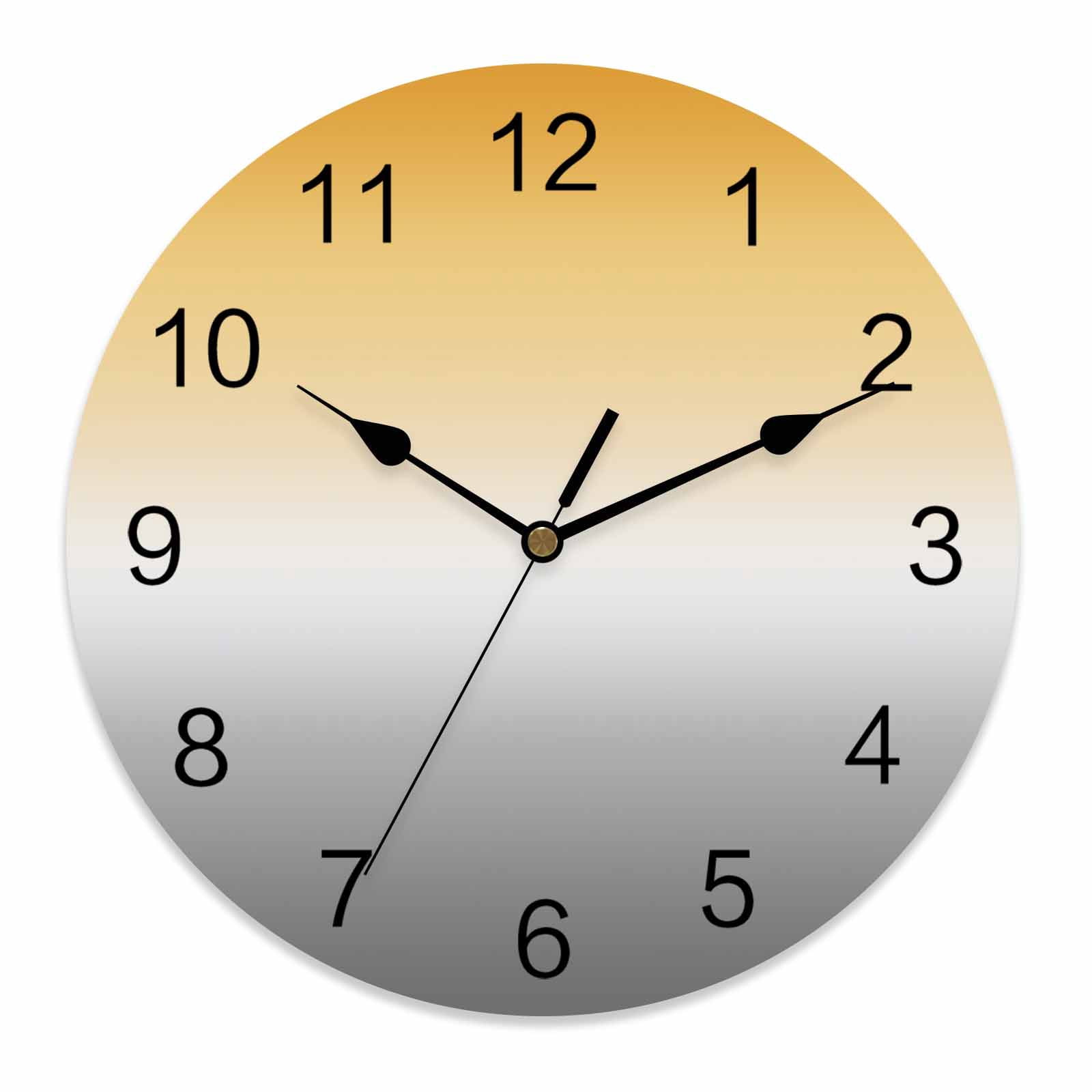Silent Wall Clocks Battery Operated, Yellow Gray Gradient Round ...