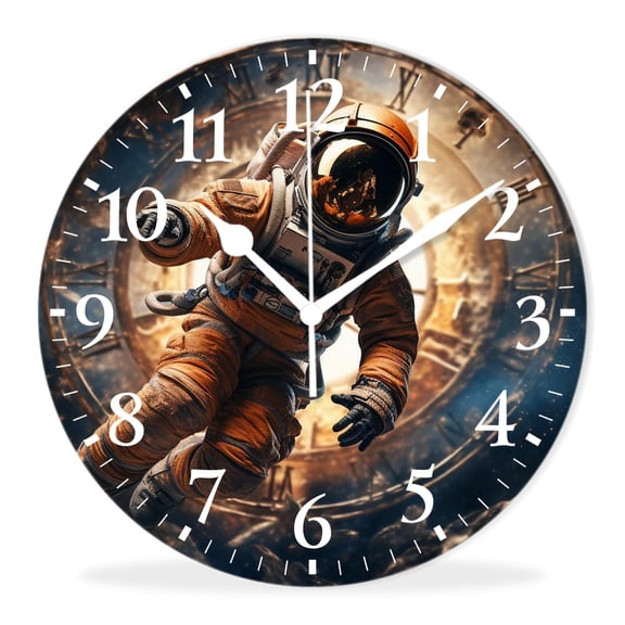 Silent Wall Clocks Non-Ticking Battery Operated Clock Modern Decor Wall Clocks for Bedroom-Astronaut in Space(10inch)