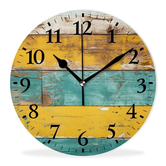 Silent Wall Clocks Non-Ticking Battery Operated Clock Modern Decor Wall Clocks for Bedroom-Light Color Wooden Floor Elegant Design(10inch)