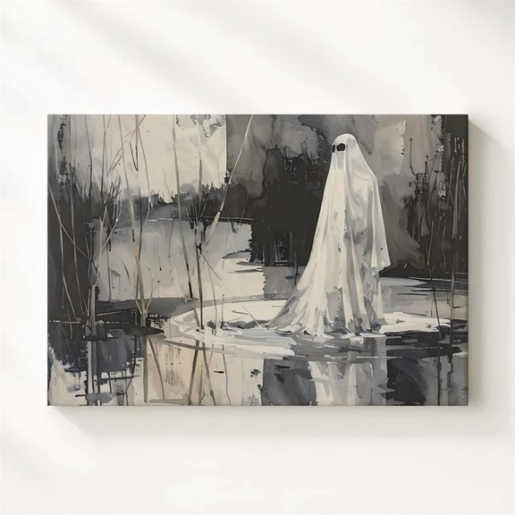 Silent Watcher Ghostly Reflection In Abstract Marsh Wall Art Decor Art