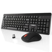 Silent Wireless Keyboard and Mouse Combo,2.4 GHz 104 Full Size Keyboard , 8 Multimedia Keys, 6-Button Mouse,Portable for Windows,Mac Os,Desktop,Laptop,PC