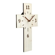 Silent Wooden Cross Wall Clock - Battery-Powered, Irregular Shape for Home Decor Cross Clock