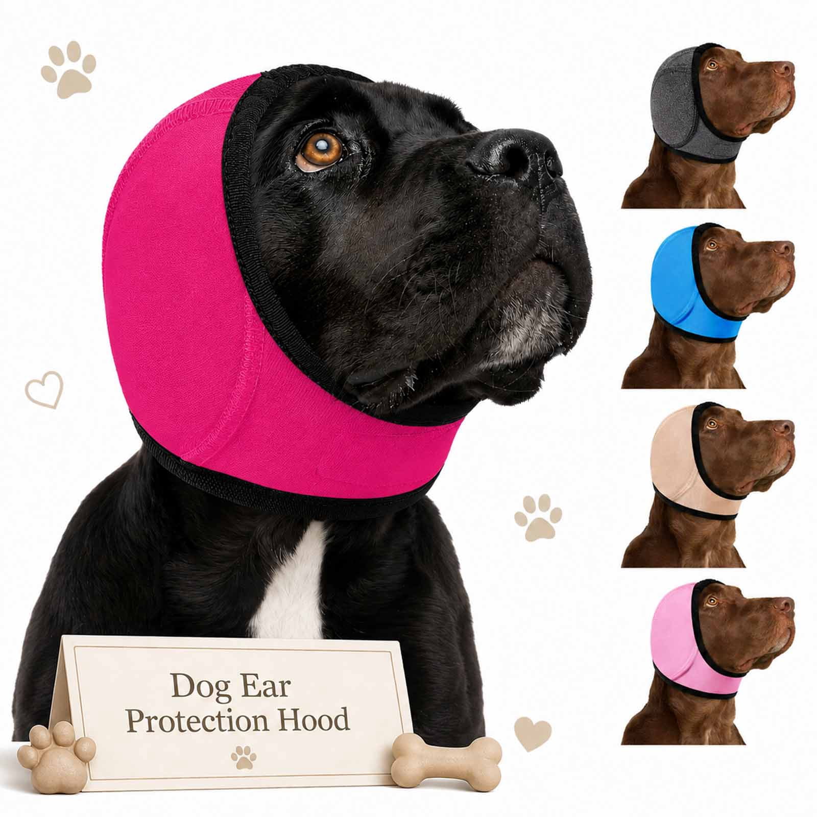 Silent Wuff Dog Earmuffs for Noise Protection, SilentWuff for Dogs Adjustable Calming Hoodie Ear Cover for Fireworks and Bathing, Gray, Small