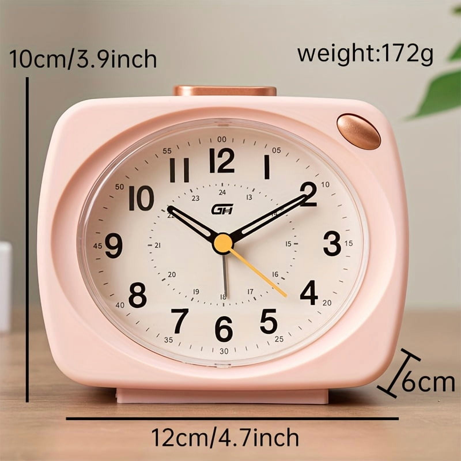 Silent modern bedroom alarm clock with snooze and night light functions | Perfect for bedside, office, or dorm use - a student essential, uses 1 battery (battery not included).