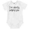 thumbnail image 1 of Silently Judging You Funny Humor Romper Boys or Girls Infant Baby Brisco Brands 12M, 1 of 6