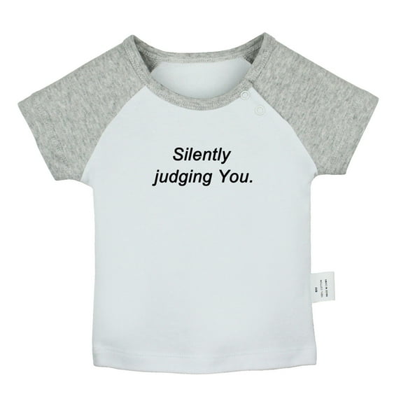 Silently Judging You Funny T shirt For Baby, Newborn Babies T-shirts, Infant Tops, 0-24M Kids Graphic Tees Clothing (Short Gray Raglan T-shirt, 0-6 Months)