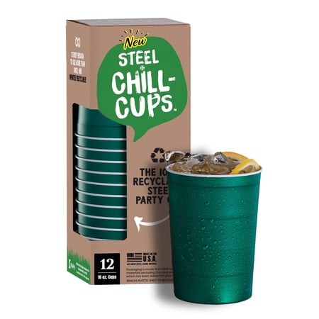 Silgan Chill Cups, Perfect for Cold Drinks- Sturdy & Durable, Disposable & 100% Recyclable, Green