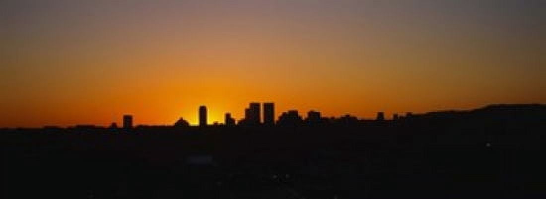 Silhoiette Century City and Westside from Fairfax District California USA Canvas Art - Panoramic Images (18 x 7)