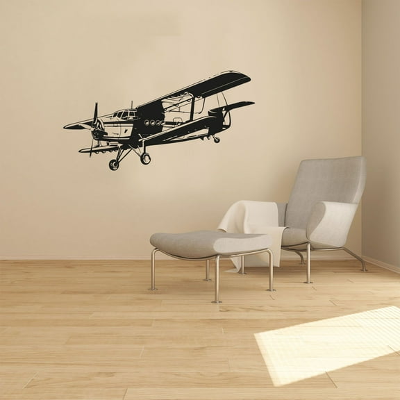 Silhouette Airplane Air Plane Flying Aviation Jet Helicopter Wall Sticker Art Decal for Girls Boys Kids Room Bedroom Nursery House Fun Home Decor Stickers Wall Art Vinyl Decoration Size (20x30 inch)