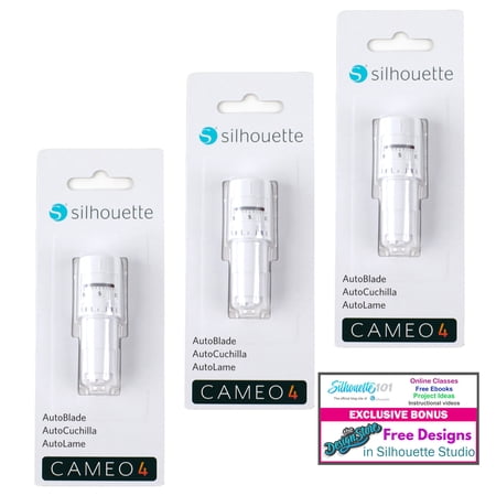 Silhouette AutoBlade v2 for Use with Cameo 4- Pack of 3 Blades with 101 Guide