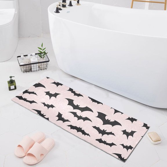 Silhouette Bats Bath Mat 39x20 Non-Slip Bathroom Rugs Absorbent Soft Plush Quick Dry for Tub Shower Kitchen Home Decor