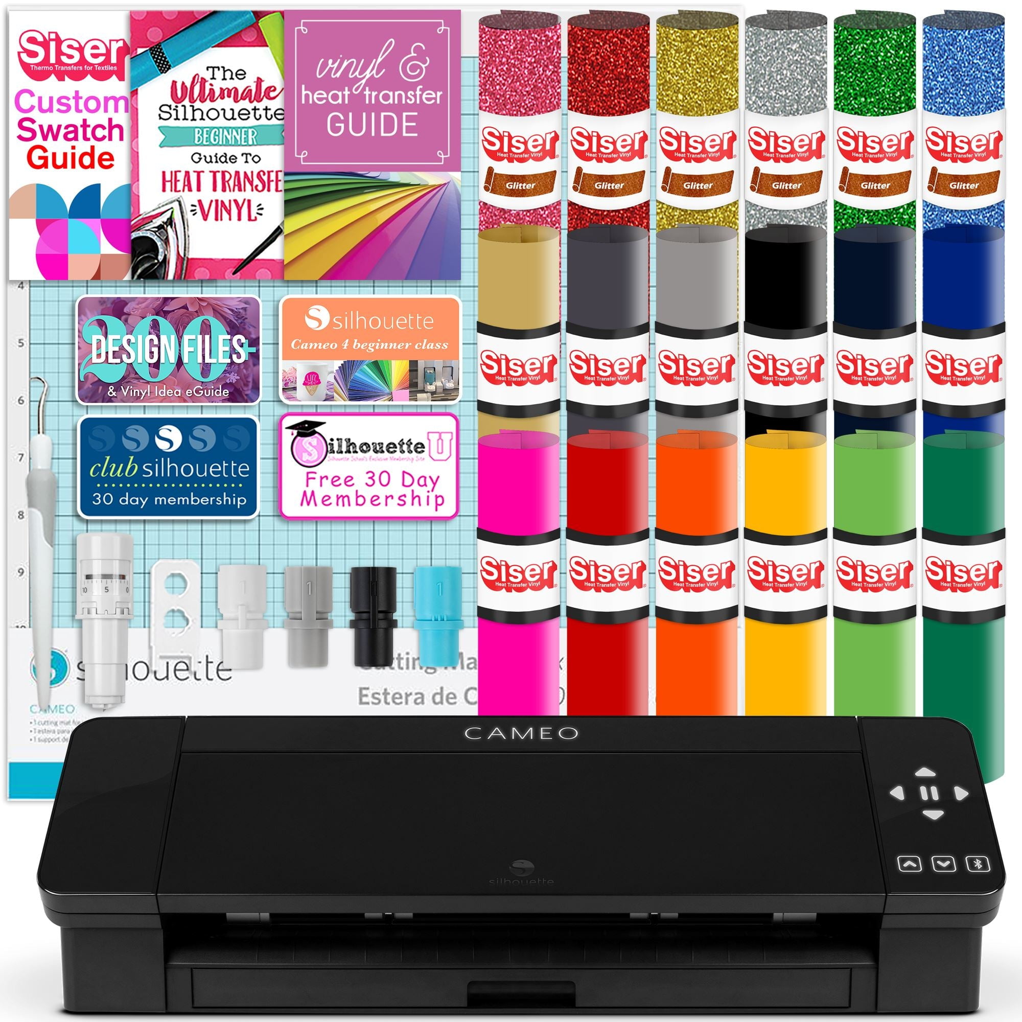 Silhouette Black Cameo 4 Deluxe with Siser Easyweed HTV Bundle ...