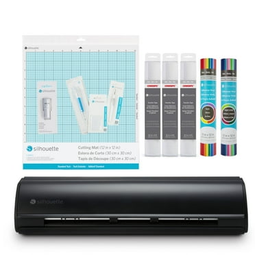 Silhouette Cameo 5 Cutting Machine (Black) Vinyl Bundle with Tools, Transfer Tape, Mats, Designs & Software