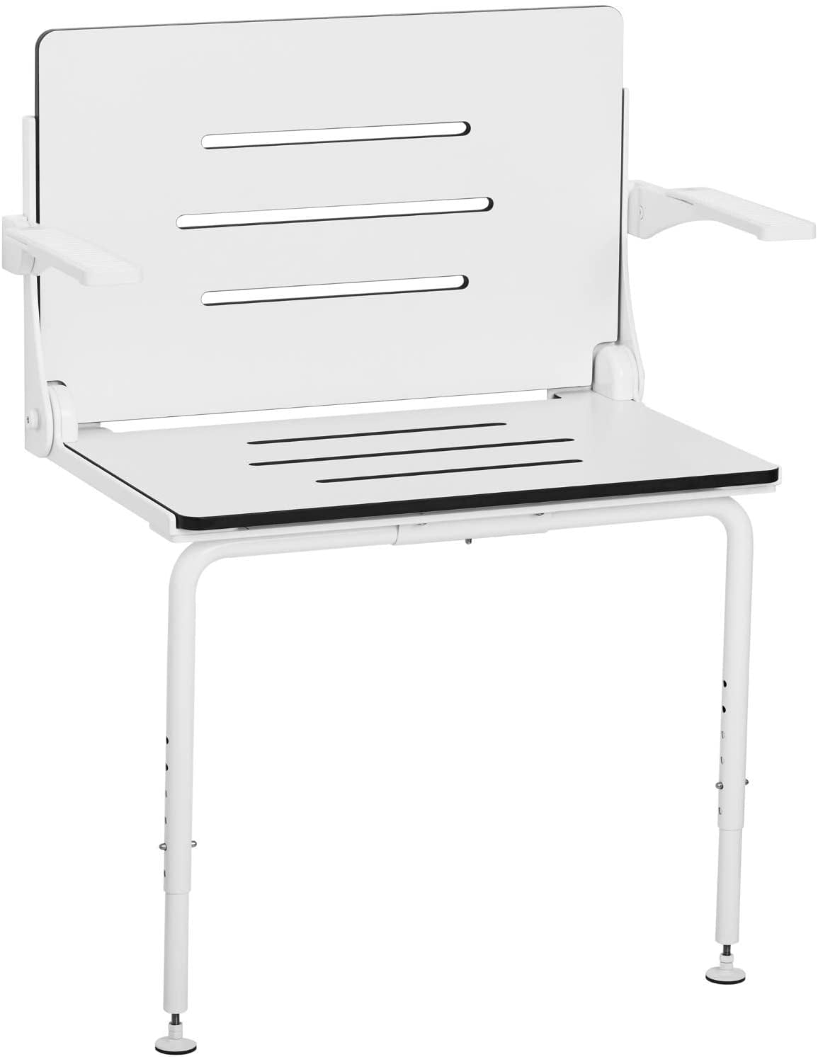White Matte Heavy Duty Folding Wall Mount Shower Seat