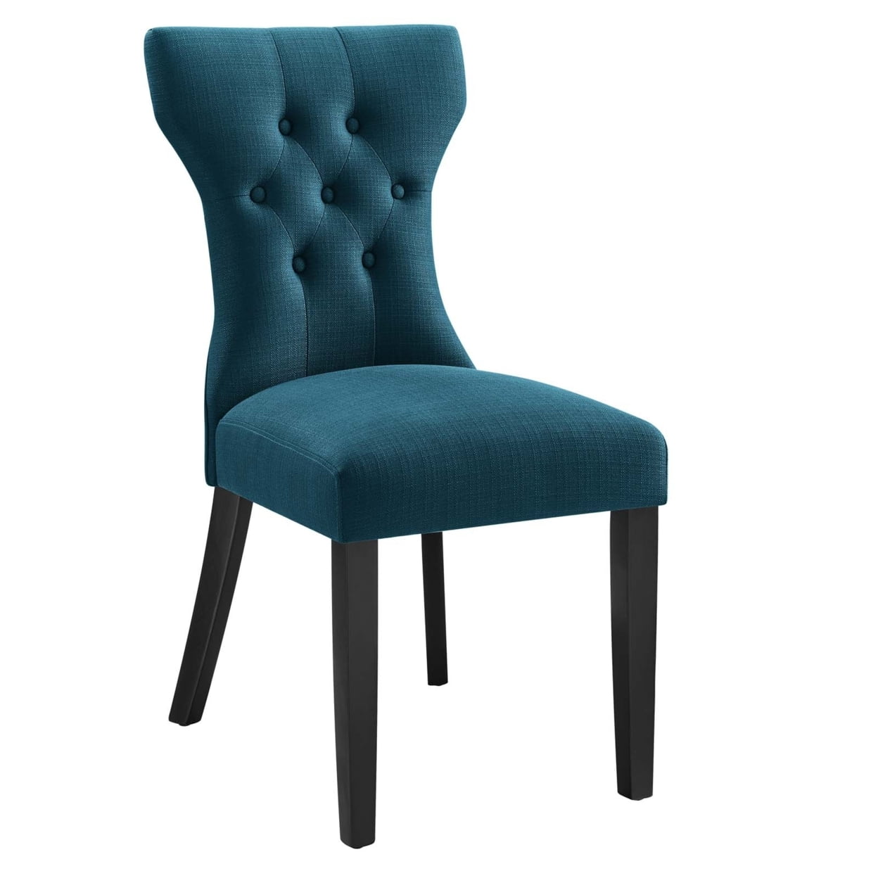 Azure Elegance High-Back Upholstered Wood Side Chair