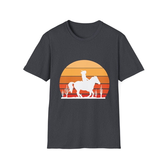 Silhouette Equestrianism Graphic Gift Vintage Retro Girl Horse Riding Throwback Men Women Unisex Softstyle T-Shirt